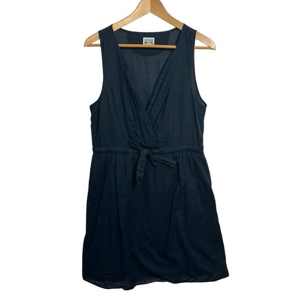 Converse Black Cotton Surplice Tie Waist Casual Summer Dress, Large - Picture 2 of 6